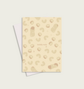 Beige poster with nut pattern and 'totally nuts' text on a light gray background